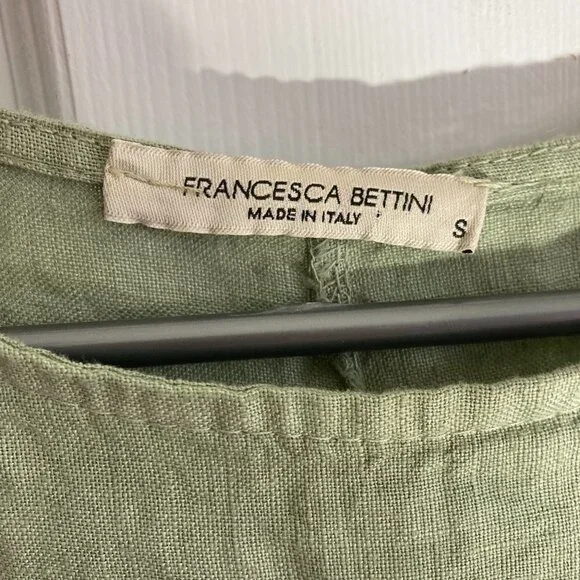 Francesca Bettini 100% Linen sleeveles top/ Green. Size small - Picture 2 of 9